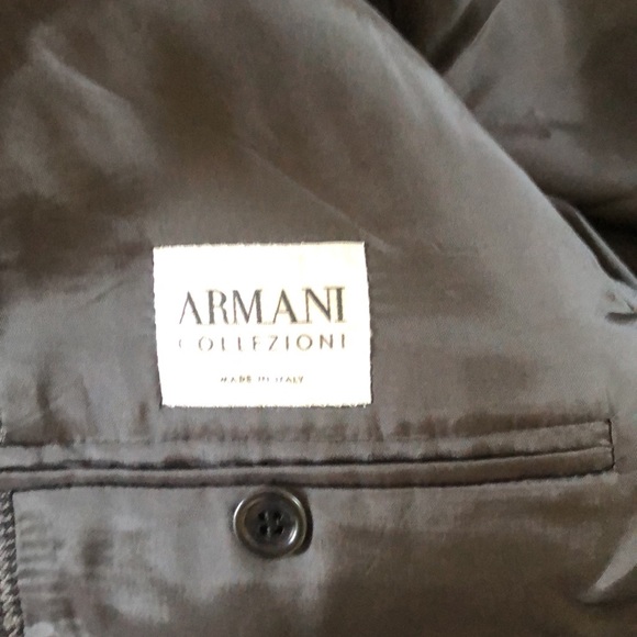 Men’s Sz 44R ARMANI COLLEZIONI Blazer Suit Jacket Checkered Pattern grey/black - Picture 4 of 7